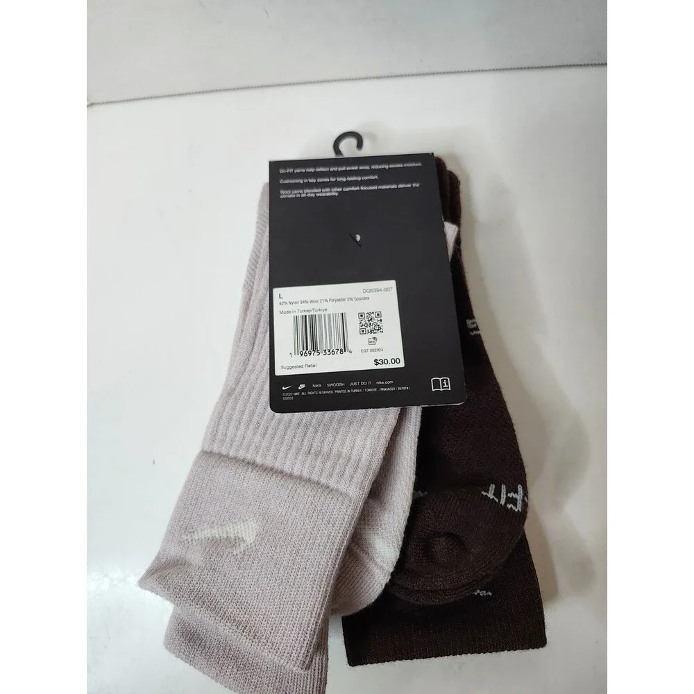 Nike Everyday Plus Dri-Fit Cushioned Crew Socks Size 8-12 2 pack